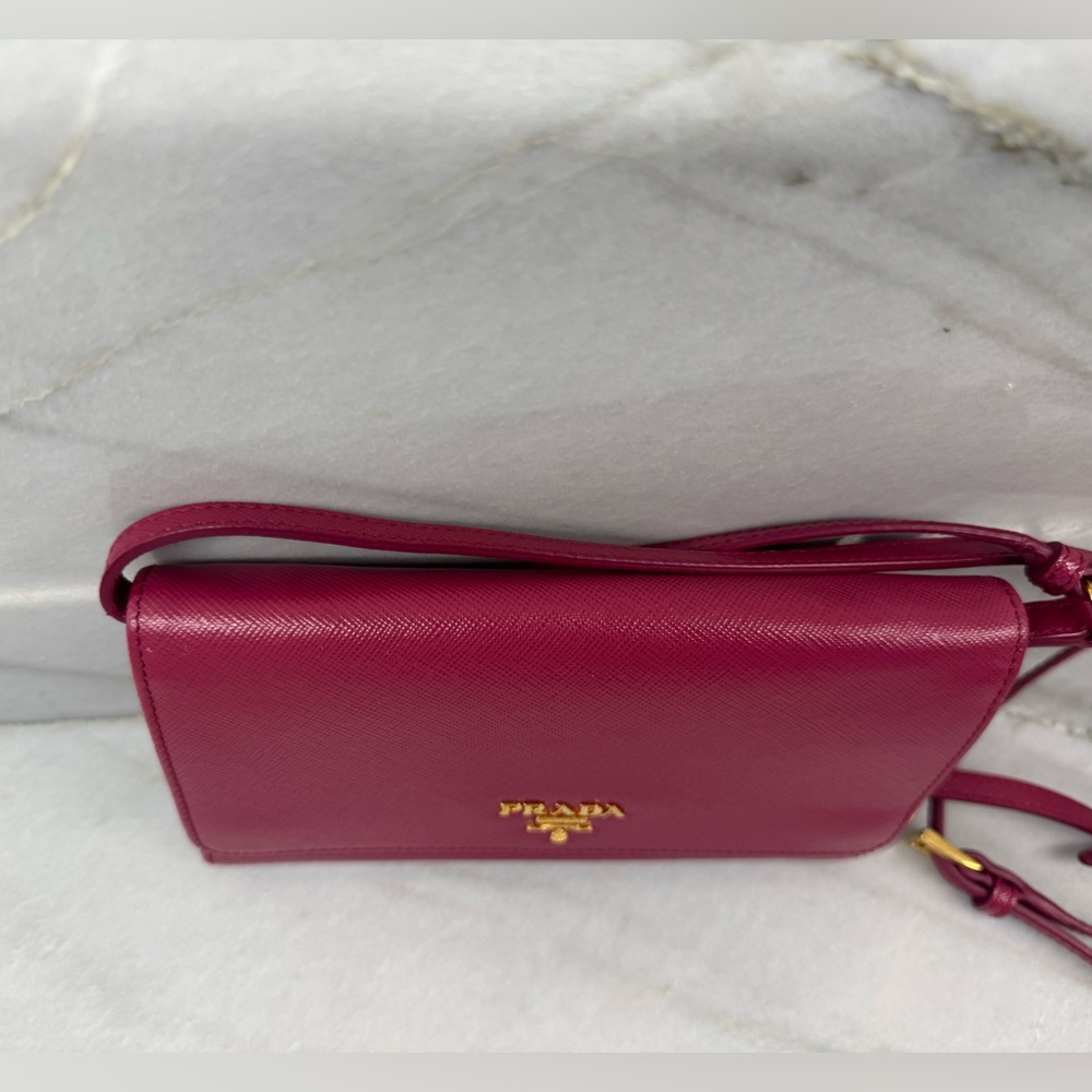 Prada Ibisco Saffiano Leather Wallet On Chain(leather strap) Pochette/Clutch Bag - Picture 3 of 13
